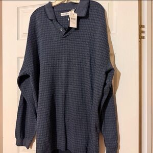 Men’s Vintage Methode Quarter Button Sweater/Casual Wear Shirt Navy Blue XL